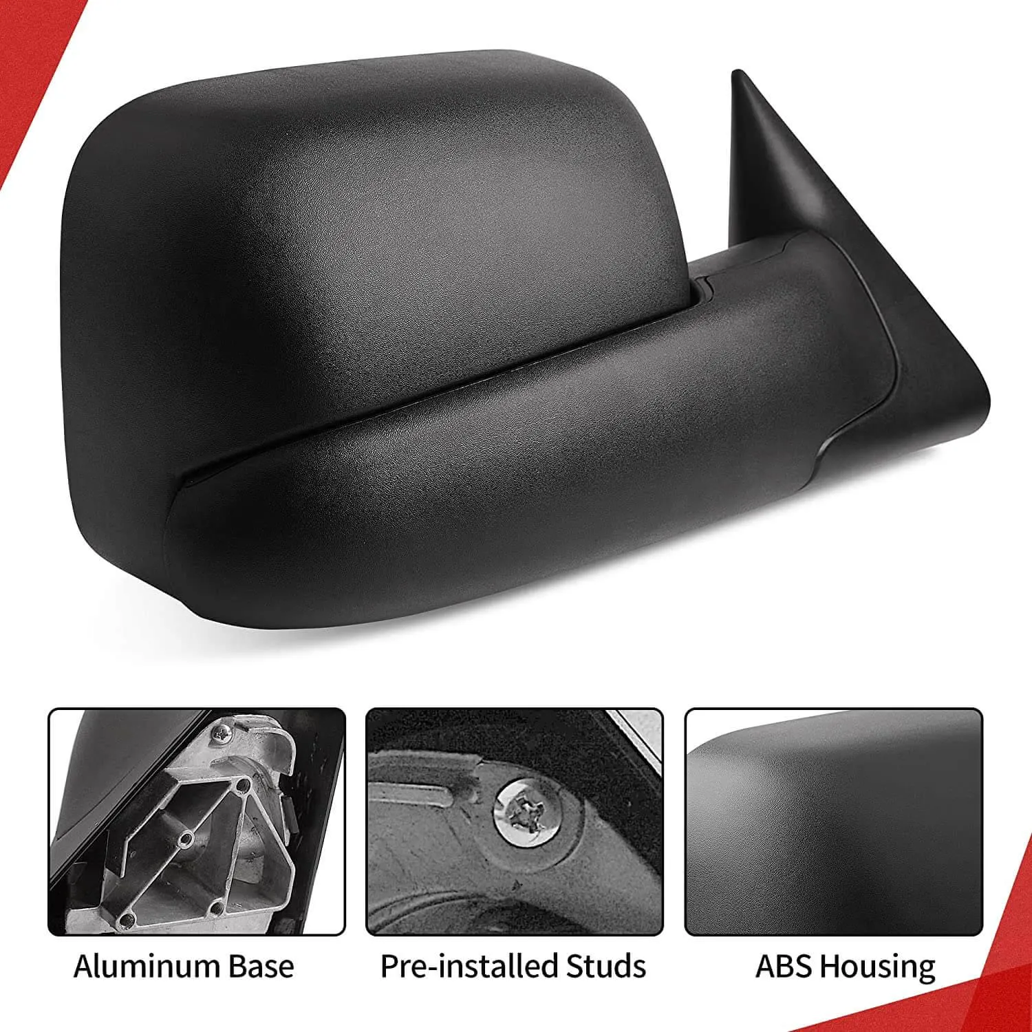 YITAMOTOR® Towing Mirrors Compatible with 1994-2001 Dodge Ram 1500, 1994-2002 Dodge Ram 2500 3500 Manual Flip-Up Folding with Support Brackets Tow Mirrors