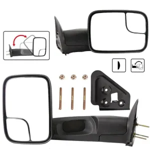 YITAMOTOR® Towing Mirrors Compatible with 1994-2001 Dodge Ram 1500, 1994-2002 Dodge Ram 2500 3500 Manual Flip-Up Folding with Support Brackets Tow Mirrors